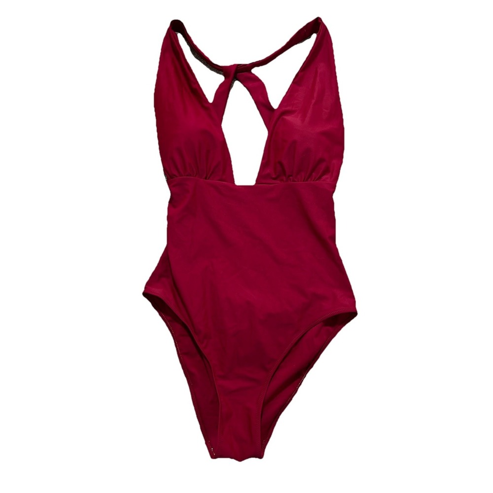 Summersalt Summer Salt Deep Red Plunge One Piece Swimsuit: Size 10